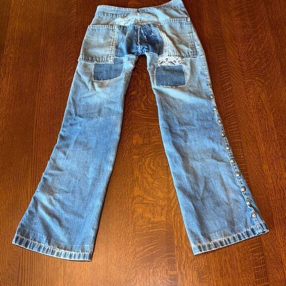 Vintage 1960’s Rare Original Repairs Patchwork Flair Jeans Women’s Misses Petite - Picture 12 of 16
